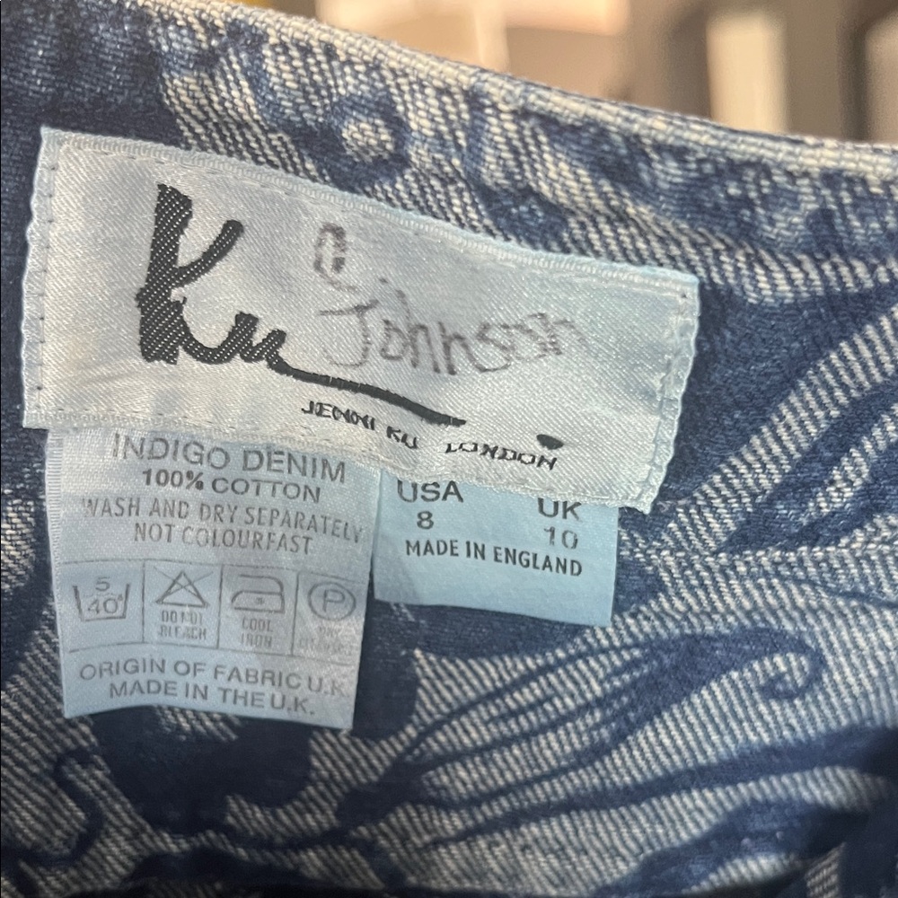 Elegant Blue Patterned Boot Cut Jeans - Picture 7 of 8